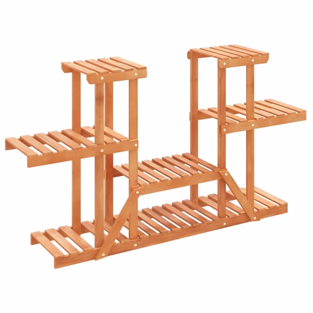 Berkfield Home Elegant Flower Stand in Brown Solid Wood, W/D/H: 110 x 25 x 73 cm – 3