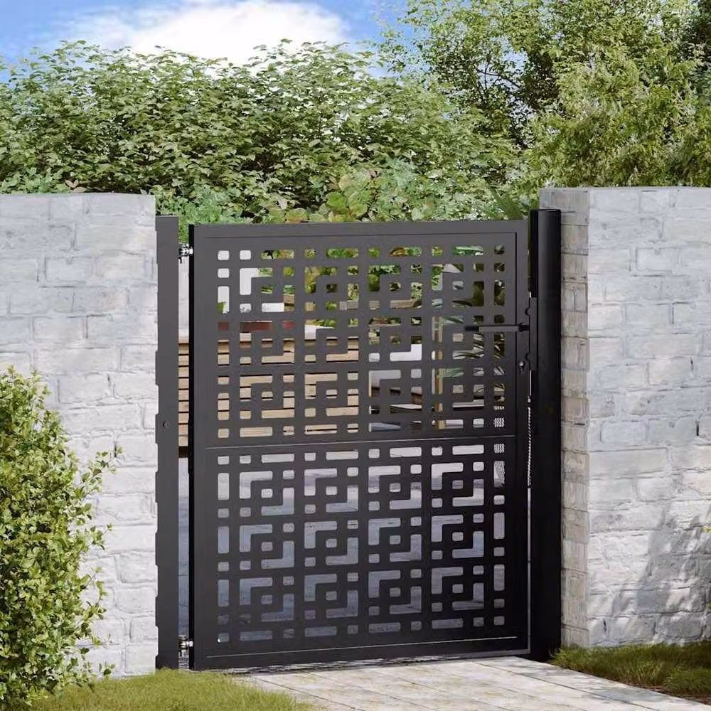 Berkfield Black Steel Garden Gate with Cross Design W: 105 cm, H: 106 cm – 2