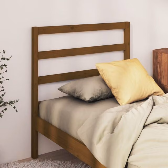 Berkfield Home Rustic Solid Wood Pine Bed Headboard, Honey Brown, W: 95 cm, D: 4 cm, H: 100 cm – 1