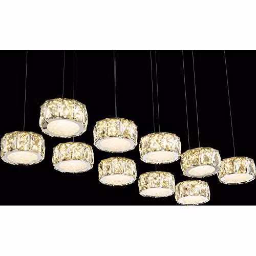 Globo Lighting Amur Suspended LED Pendant Light, Chrome and Silver with Crystal, 96 W – 5