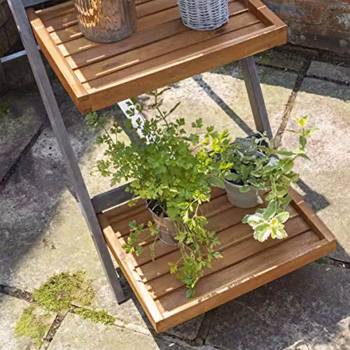 Rowlinson Alderley Large Wooden Plant Ladder in Grey and Multicolour, W: 103 cm, H: 50 cm – 5
