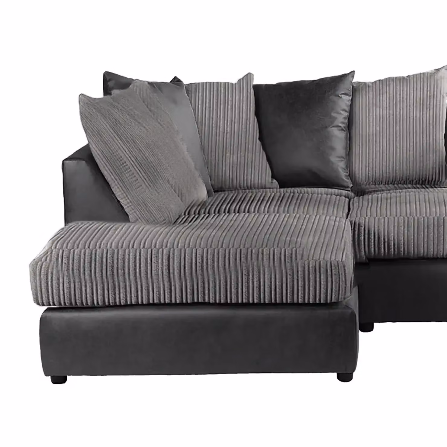 Furnishings For Less UK Luxor Jumbo Cord 5 Seater L-Shape Corner Sofa, Grey, Left Hand Facing – 2
