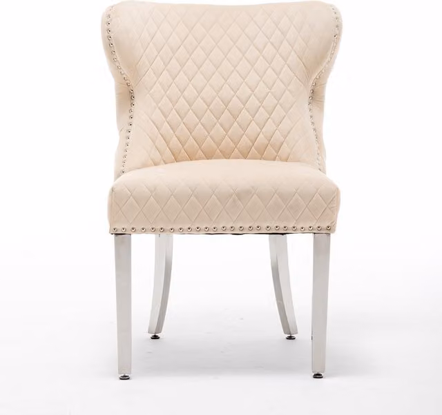 Set of 2 Modernique Vivianna Medusa Velvet Chairs in Beige and Multicolour