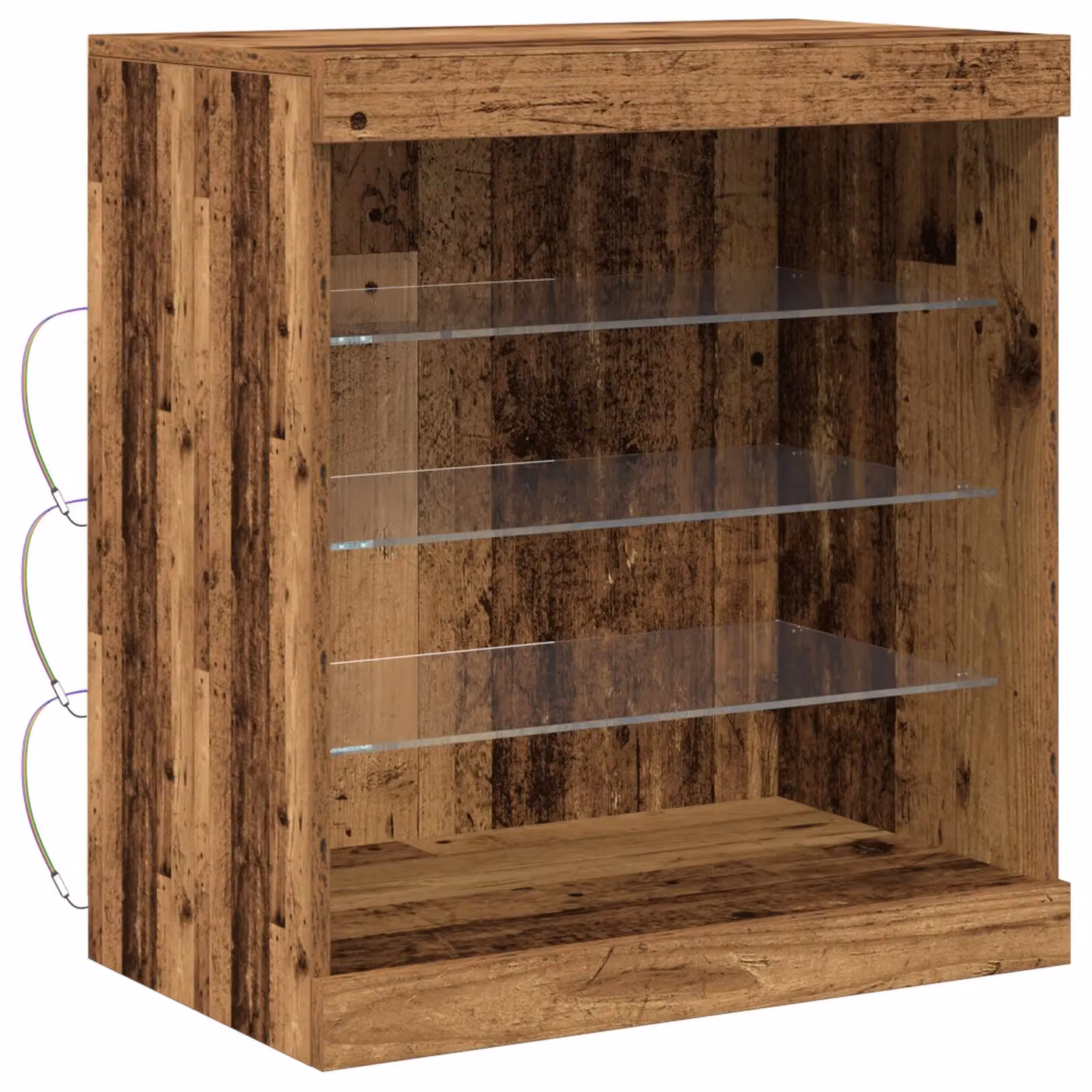 Berkfield Home Rustic Wood Sideboard with Integrated LED Lights, Brown, W/D/H: 60.5 x 37 x 67 cm – 2
