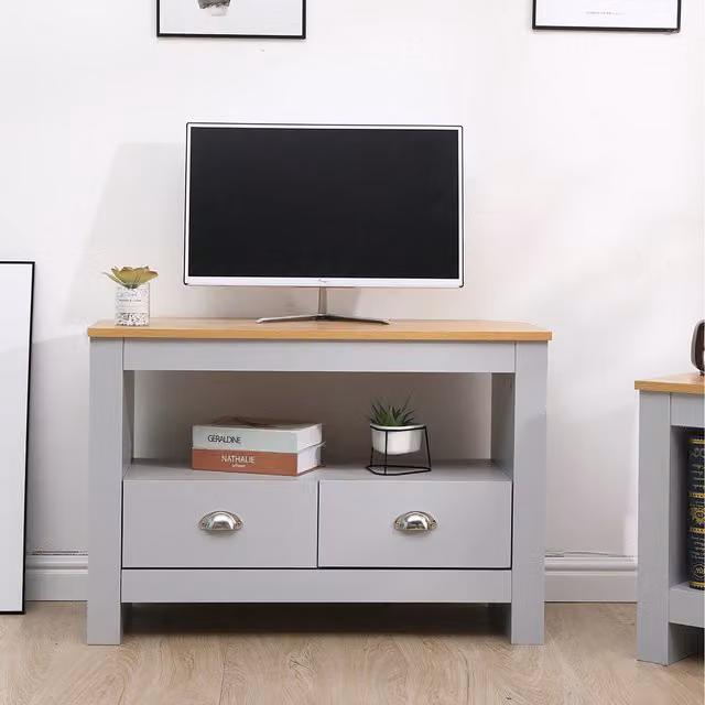 Home Deluxe Modern Grey MDF Corner TV Unit
