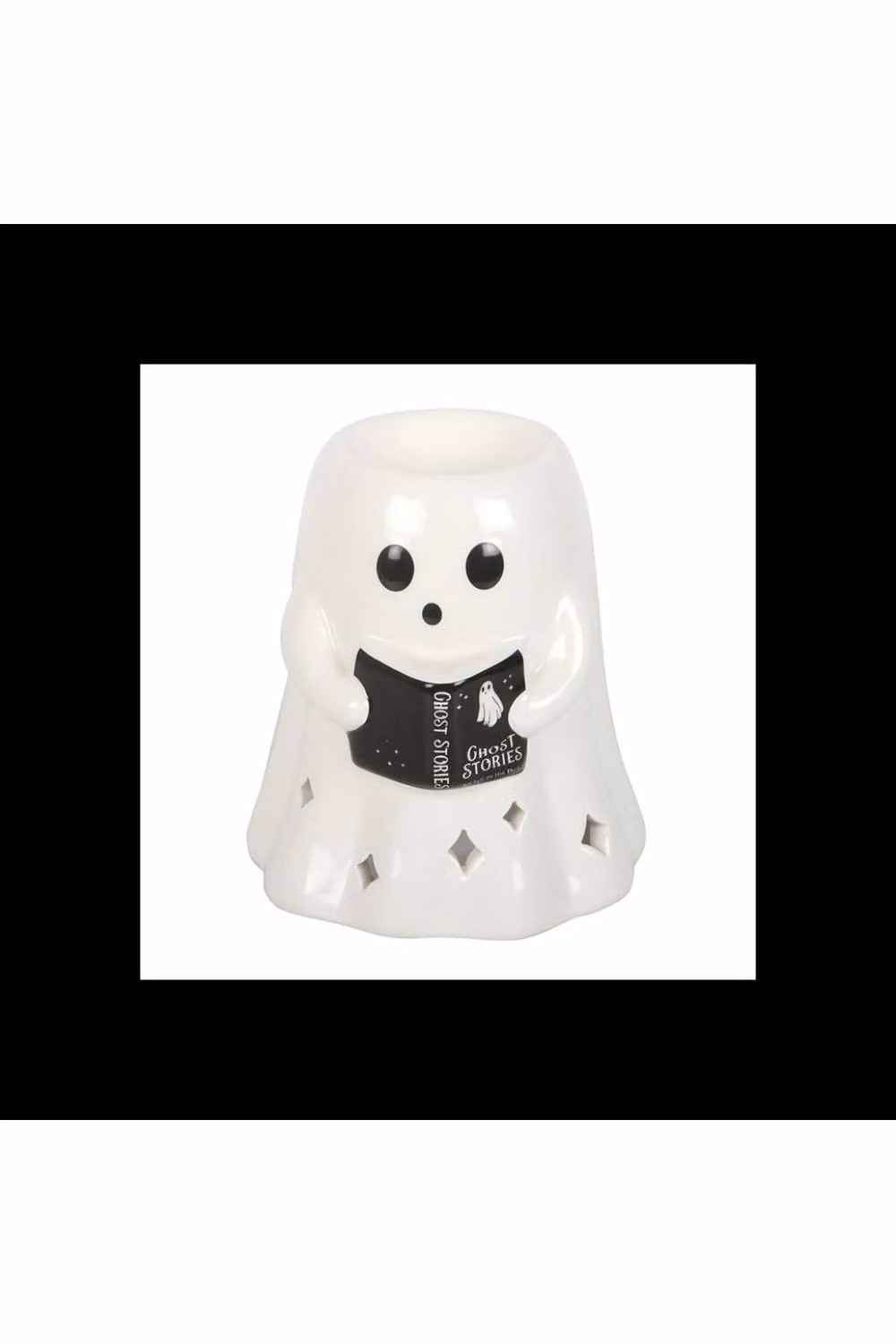 KDMD Ghost Stories Ceramic Oil Burner with Reading Ghost Tiny Book in White – 2
