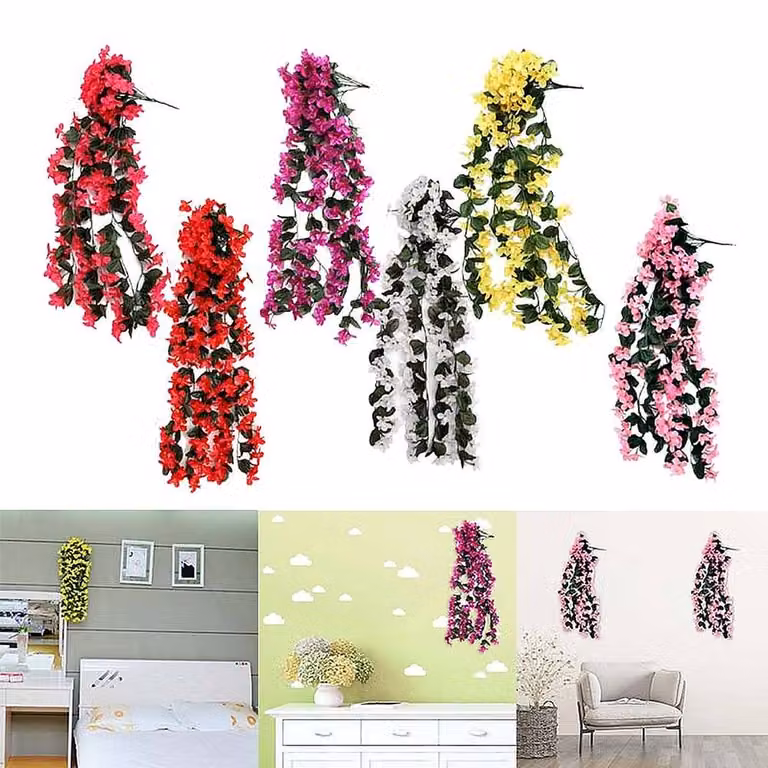 YnysTec Scarlet Red Artificial Hanging Flower Vine for Home and Garden Decor, Length: 85.5 cm