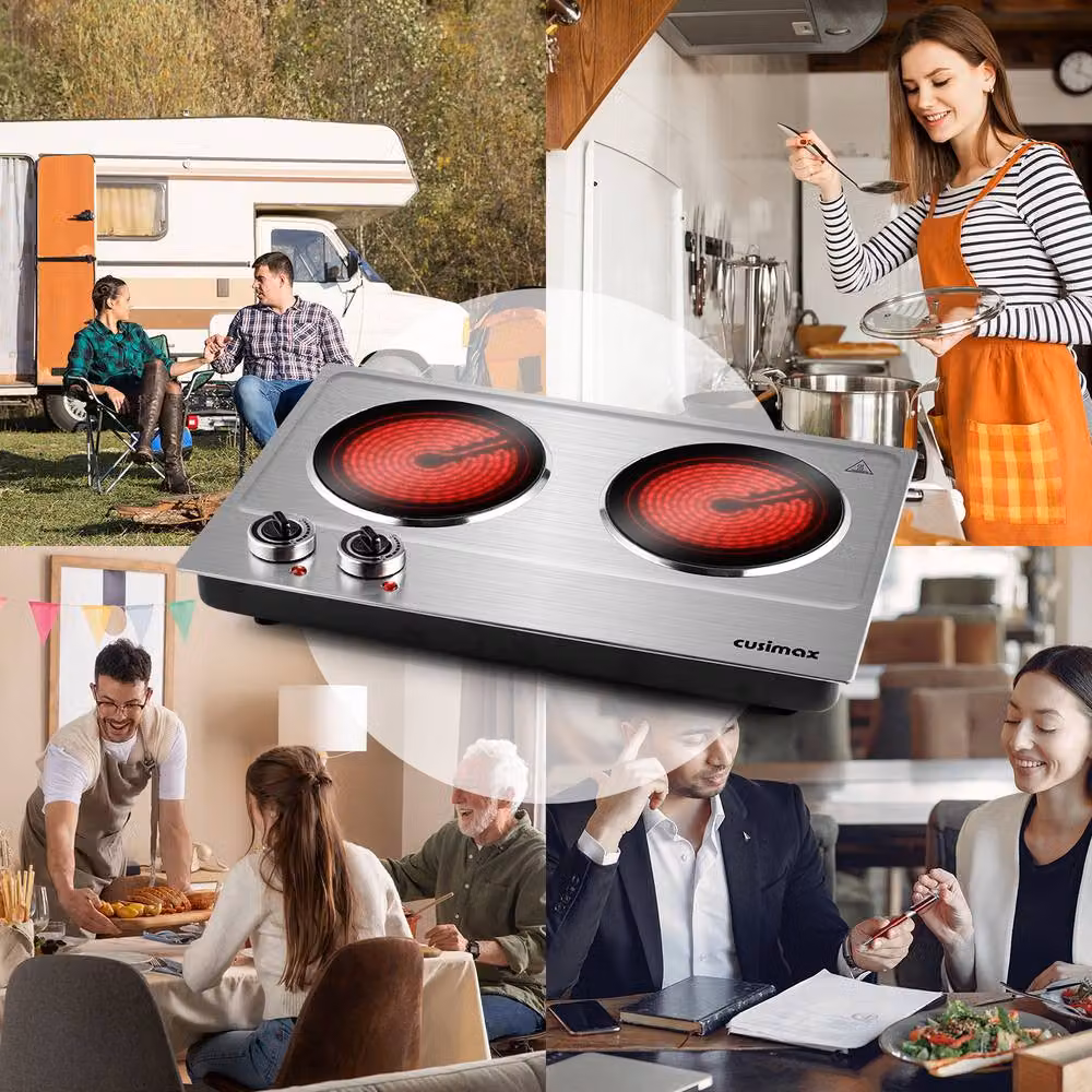 Cusimax Sleek Portable Infrared Electric Hot Plate 2400W in Silver and Black – 9