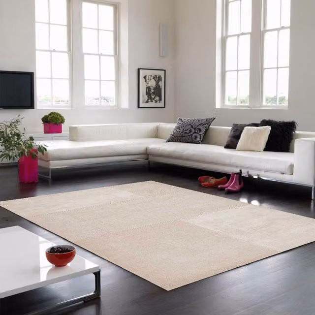 The Rug Shop UK Cream and Beige Geometric Modern Rectangular Rug, W: 200 cm, D: 290 cm – 1