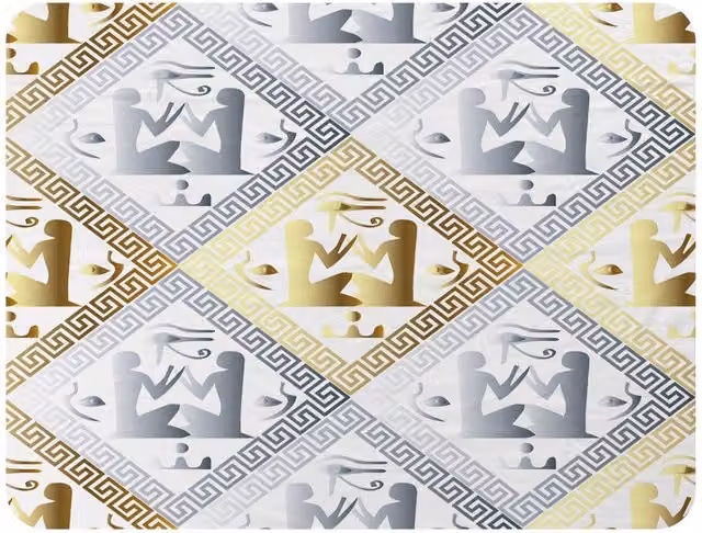 Benjamin Tate Design Egyptian Hieroglyphs In Gold and Silver Fleece Blanket in Sand, W/D/H: 120 x 150 cm – 2