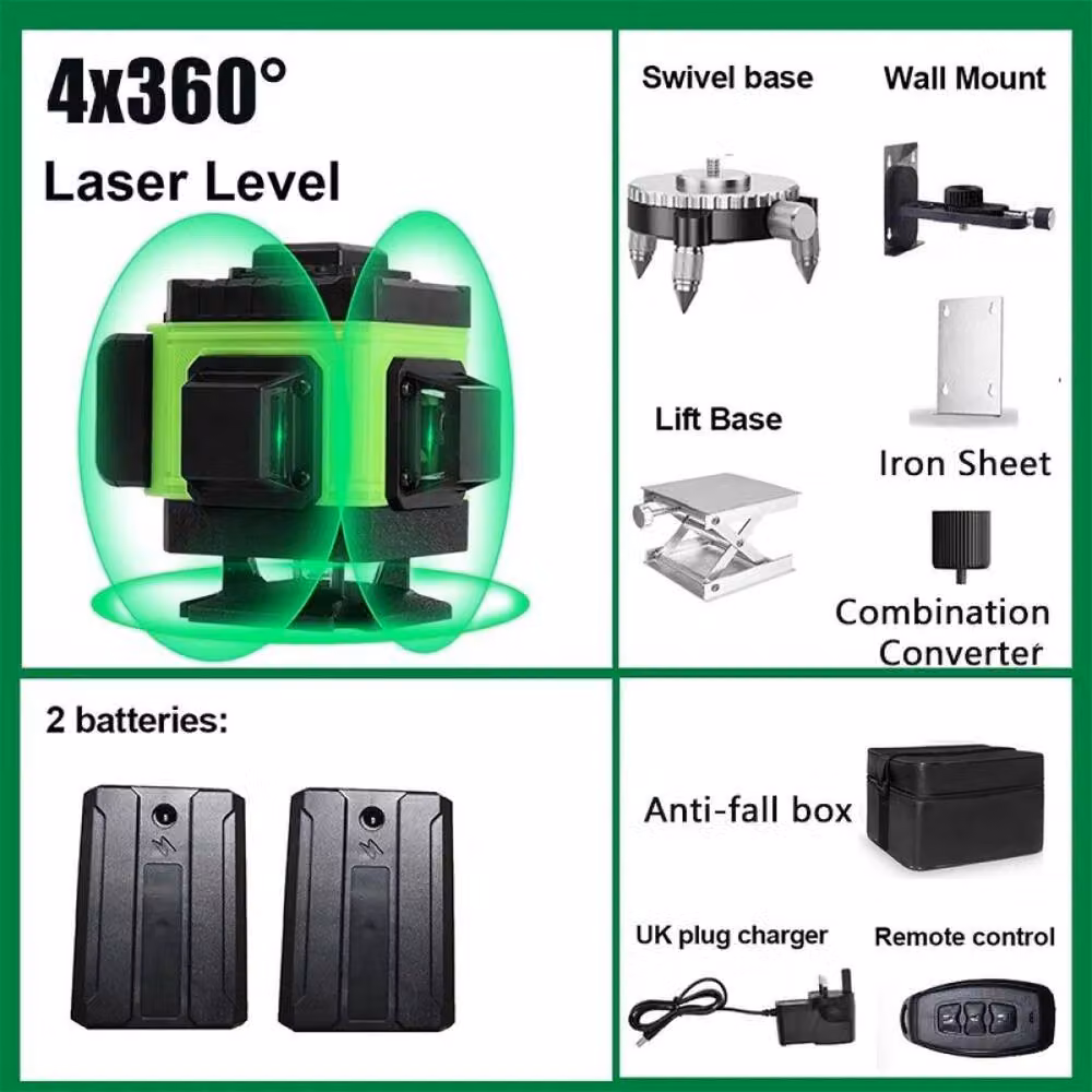 FLAVORA 4D 16 Lines 360 Degree Self Leveling Green Laser Level – 5