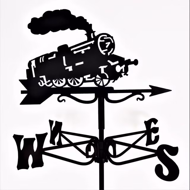 Espira Steam Engine Mini Weathervane in Black Metal