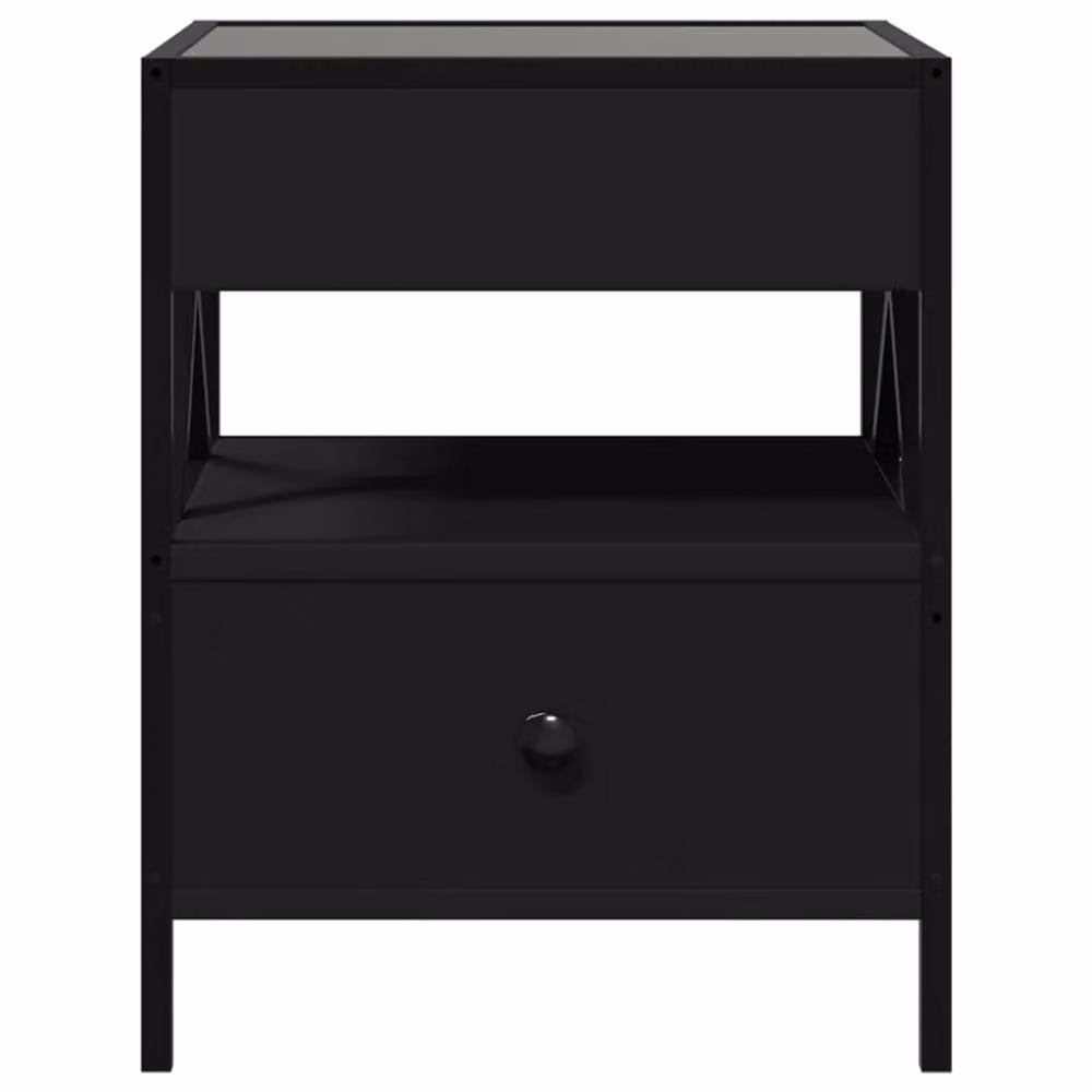 Berkfield Home Infinity LED Bedside Table in Black with Mirror Top, W/D/H: 40 x 40 x 51 cm – 3