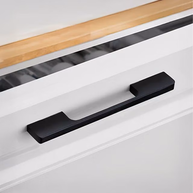 Livingandhome Set of 2 Matt Black Metal Bar Furniture Handles with 160mm Screw Hole Spacing