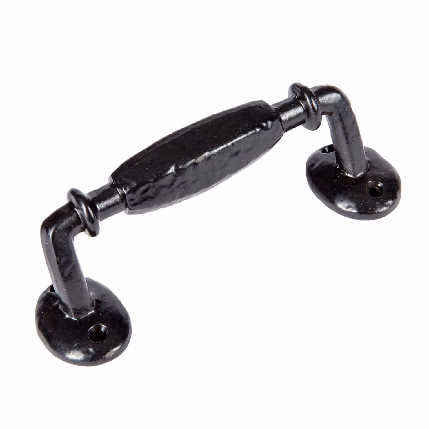 Hammer and Tongs Offset Wrought Iron Door Handle, Matt Black, Pack of 2 – 4