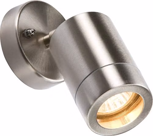 Netlighting Adjustable Stainless Steel Wall Light in Grey with GU10 LED, IP65 Rated for Garden Use