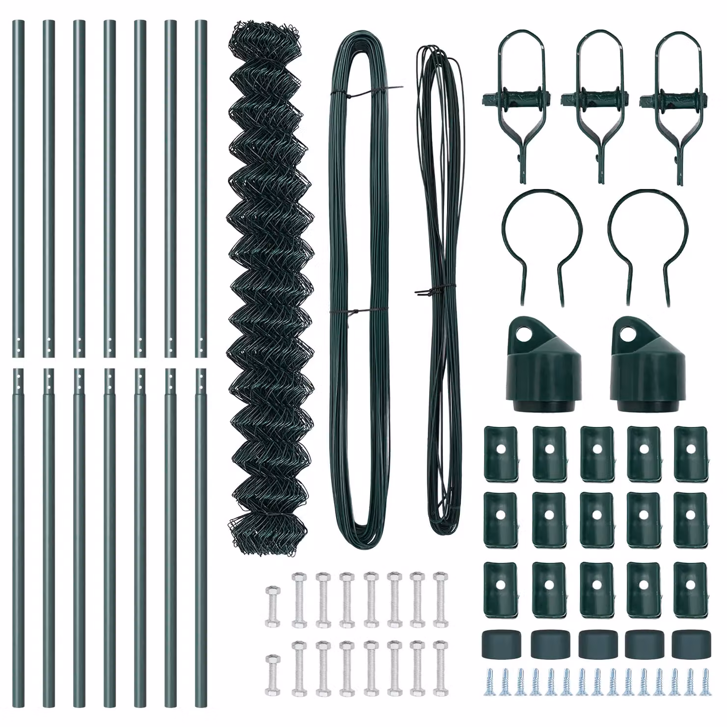 Berkfield Home Green Powder-Coated Galvanised Steel Chain Link Fence with 7 Round Posts, 1.6 m x 10 m – 4