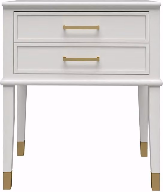 CosmoLiving Westerleigh Modern White Wood End Table with Rounded Edges