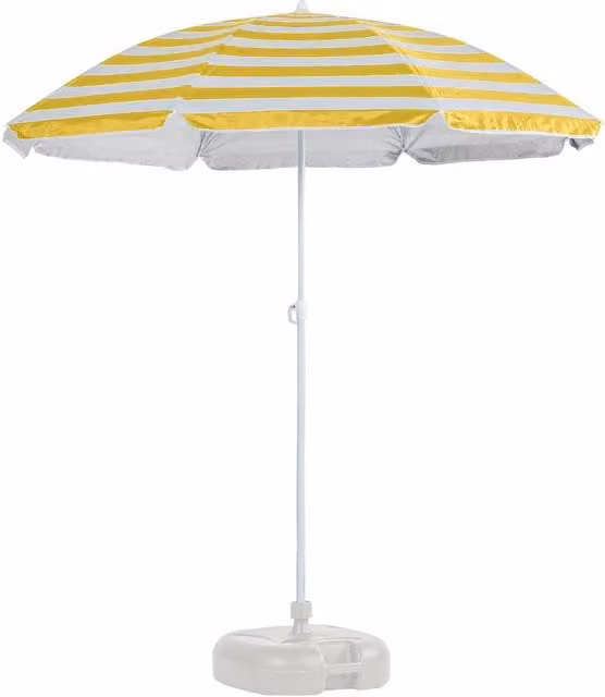 Harbour Housewares Striped Metal Beach Parasol in Yellow and White with Steel Base