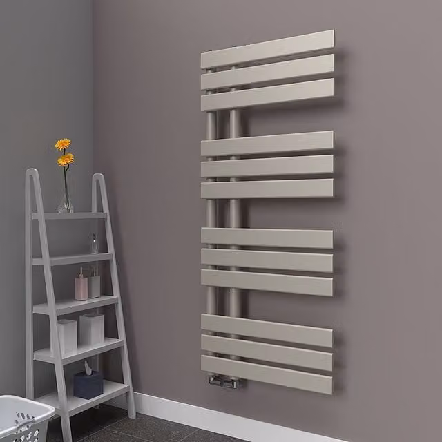 Lux Heat Open Flat Coloured Towel Radiator in Dune Grey, H 118 cm x W 50 cm