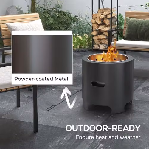 Outsunny Black Metal Wood Burning Fire Pit Bowl, Diameter: 45 cm – 3