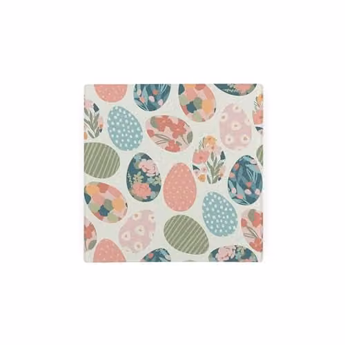 Purely Home Easter Eggs Floral Glass Hot Pot Stand Trivet, Multicolour, W: 20 cm x D: 20 cm
