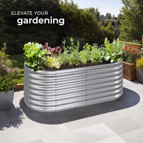 tectake Raised Garden Bed in Silver Galvanised Steel, W/D/H: 160 x 60 x 80 cm – 7