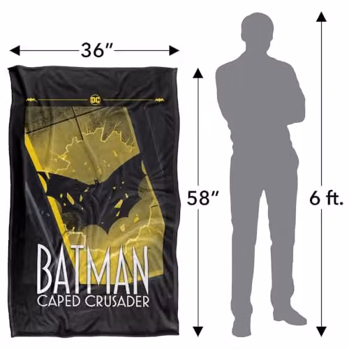 Warner Bros. Batman Caped Crusader Flying Shadow Super Soft Fleece Throw Blanket, Multicolour, W/D/H: 91.44 x 91.44 x 1.47 cm – 4