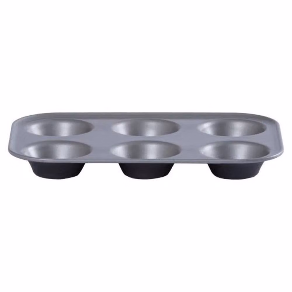 VOGREX Grey Carbon Steel Non-Stick 6 Cup Muffin Tray – 1