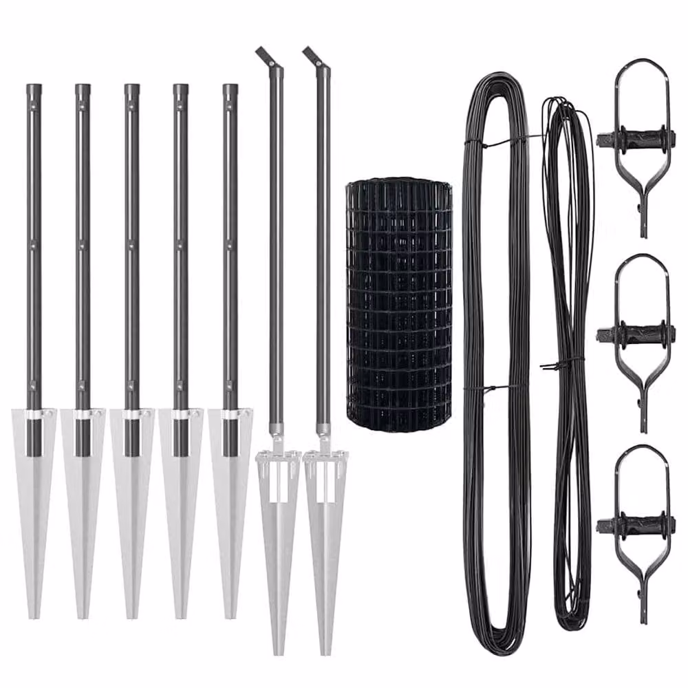 Berkfield Home Stylish Euro Fence in Grey Galvanised Steel with 7 Spike Posts, W: 10 m, H: 0.4 m – 4