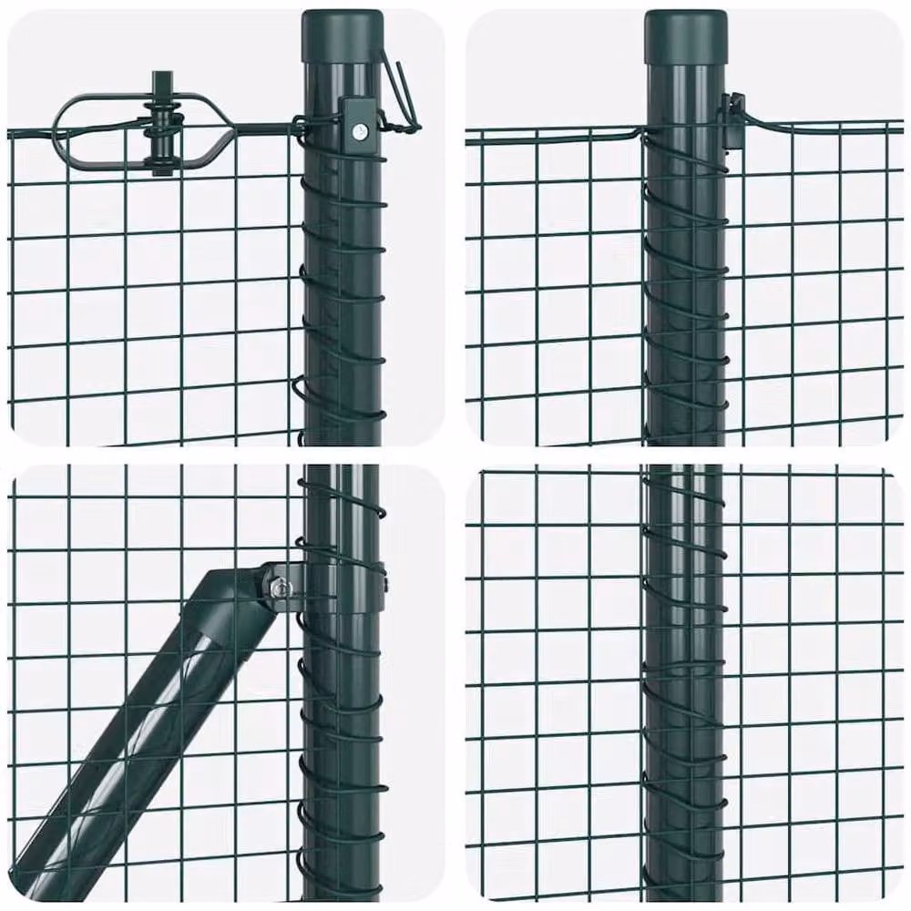 Berkfield Home Green Steel Welded Wire Fence with 13 Posts, W/H: 0.5 x 50 m – 6