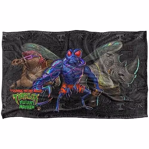 LOGOVISION Teenage Mutant Ninja Turtles Mutant Mayhem Mutant Baddies and Patches Multicolour Fleece Blanket