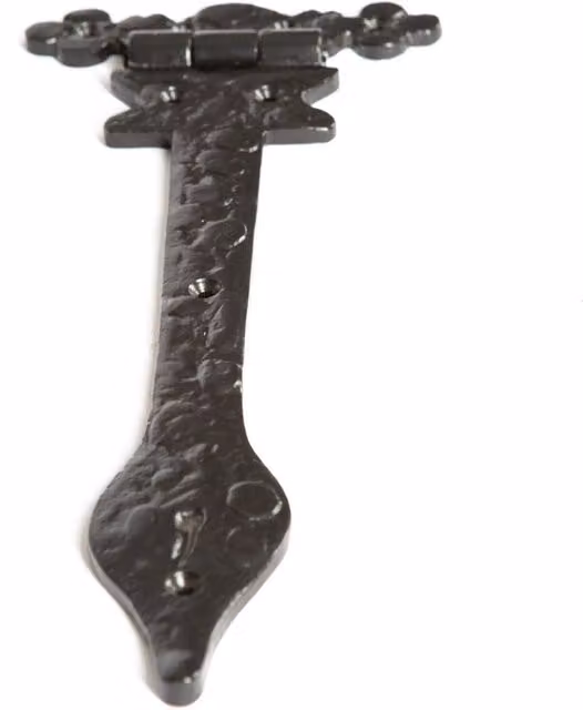 Hammer and Tongs Ornate Iron T-Hinge in Matt Black, Pack of 10, Width: 31 cm – 1