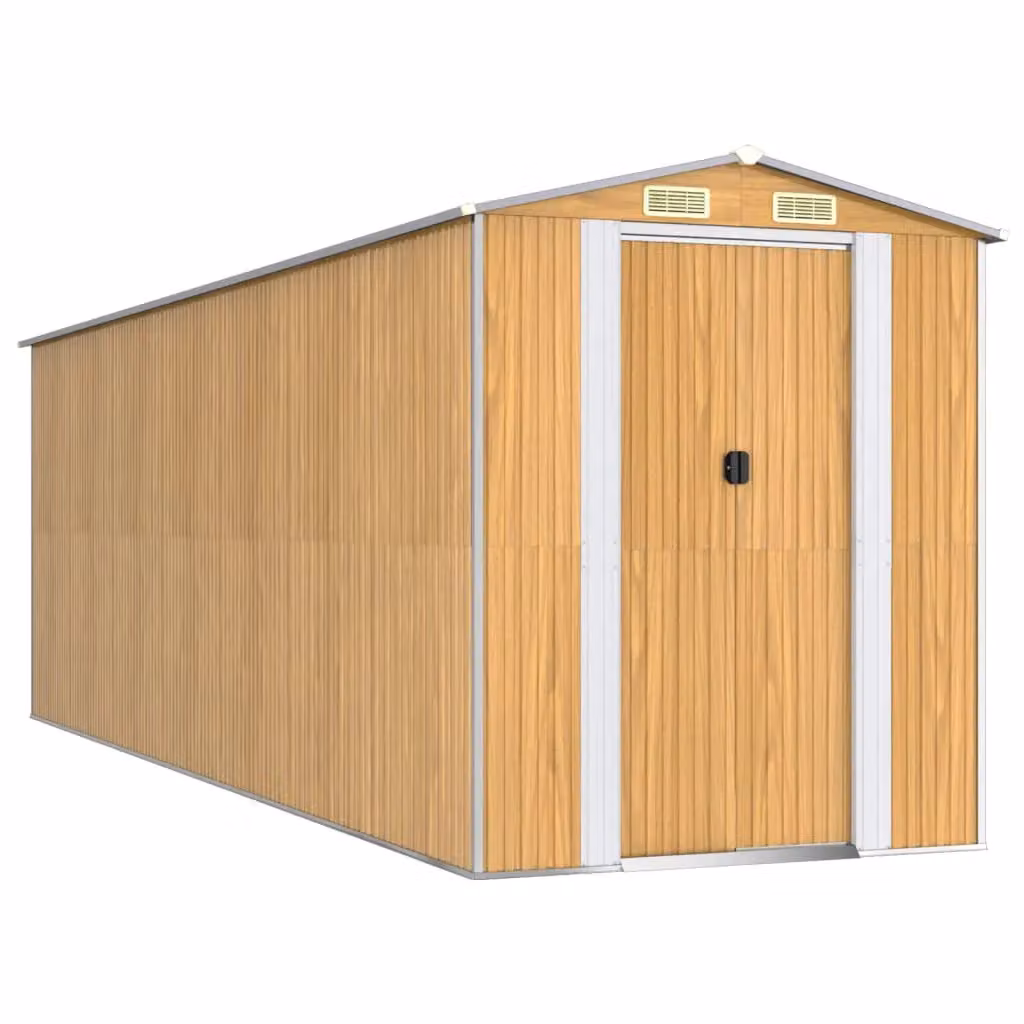 Berkfield Home Garden Shed in Light Brown, Galvanised Steel with Sliding Doors, W/D/H: 606 x 192 x 223 cm – 2