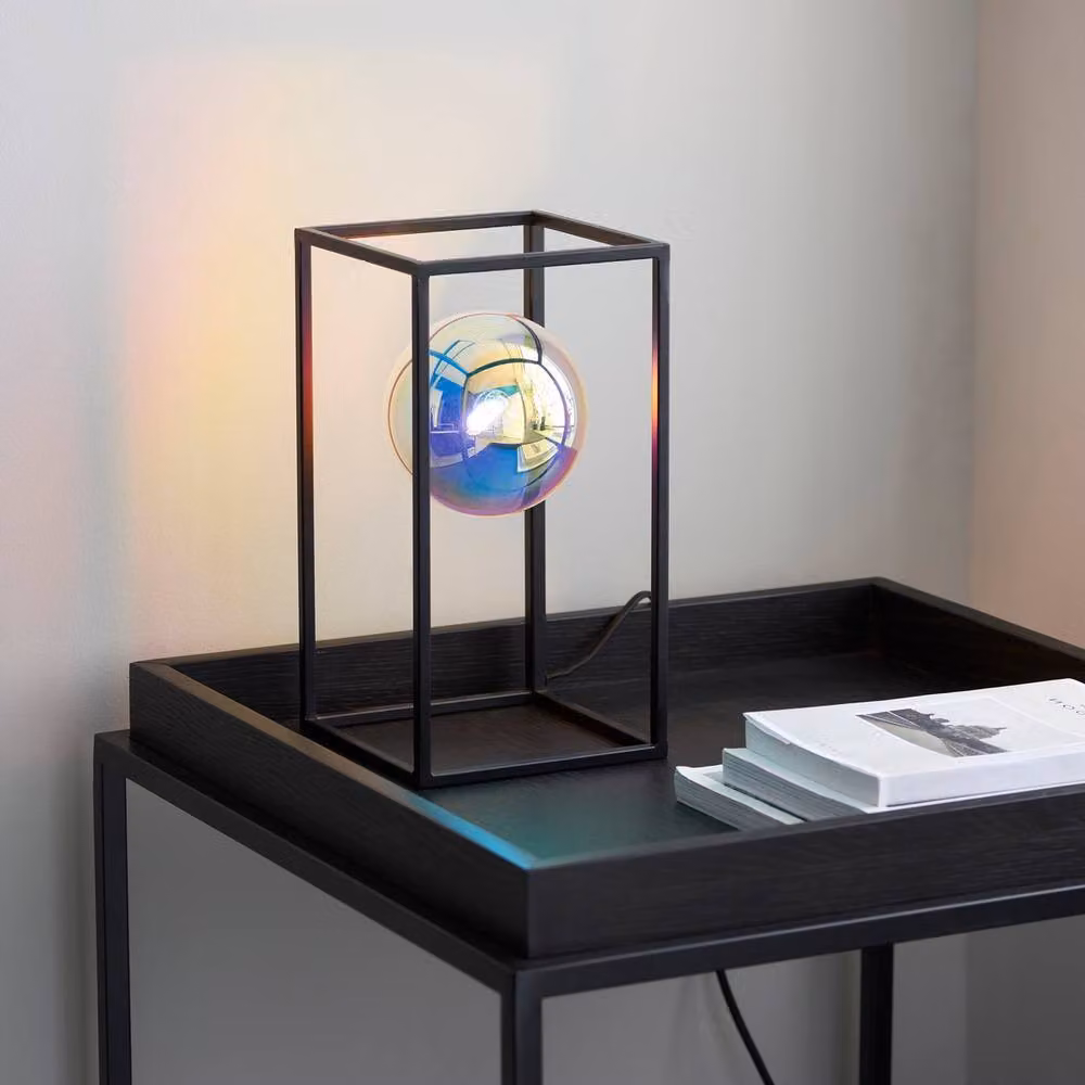 Netlighting Kinjo Table Lamp in Matt Black with Multicolour Iridescent Glass and G9 Bulb Base – 2
