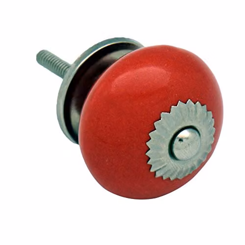 Nicola Spring Red Polished Ceramic Cupboard Drawer Knob