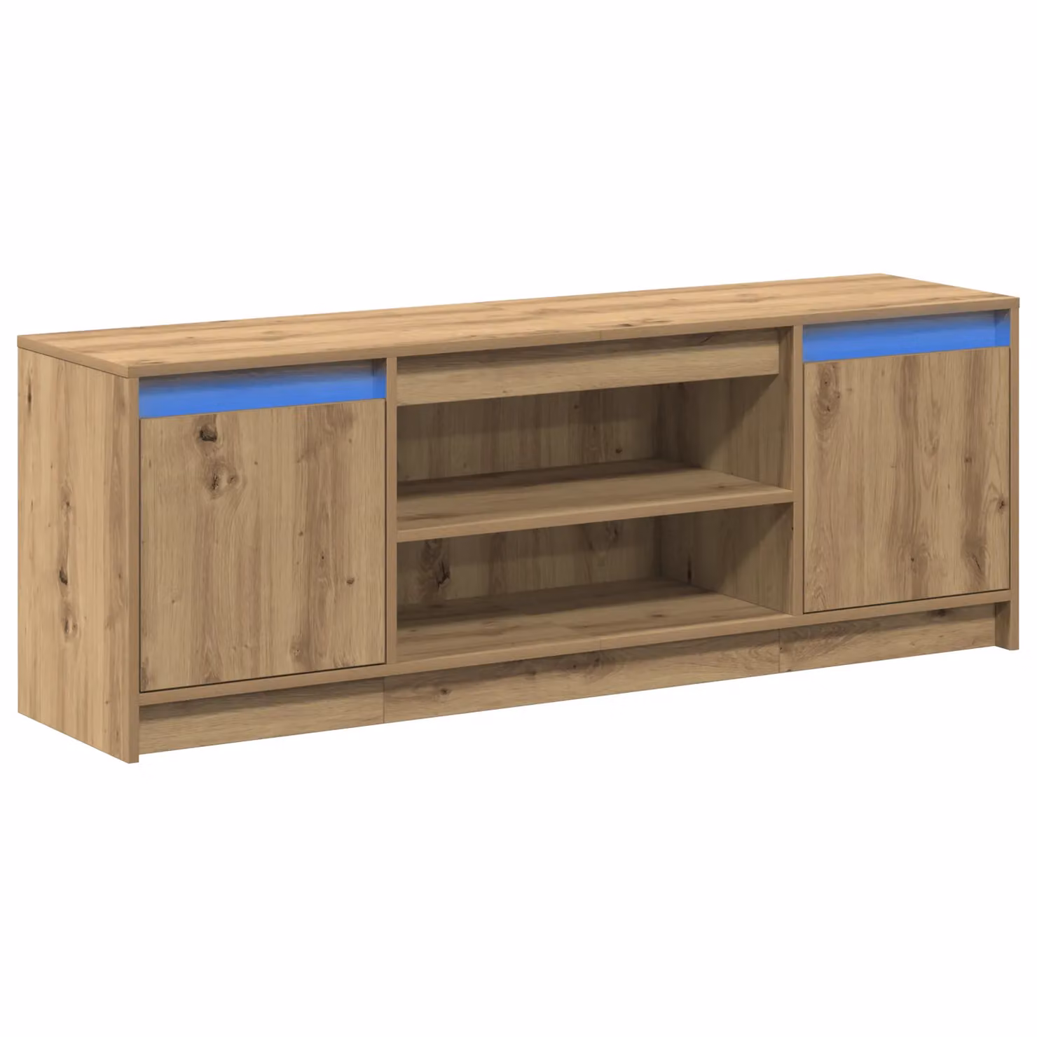 Berkfield Home Modern TV Cabinet with LED in Artisan Oak Brown, W/D/H: 139.5 x 34 x 50 cm – 2