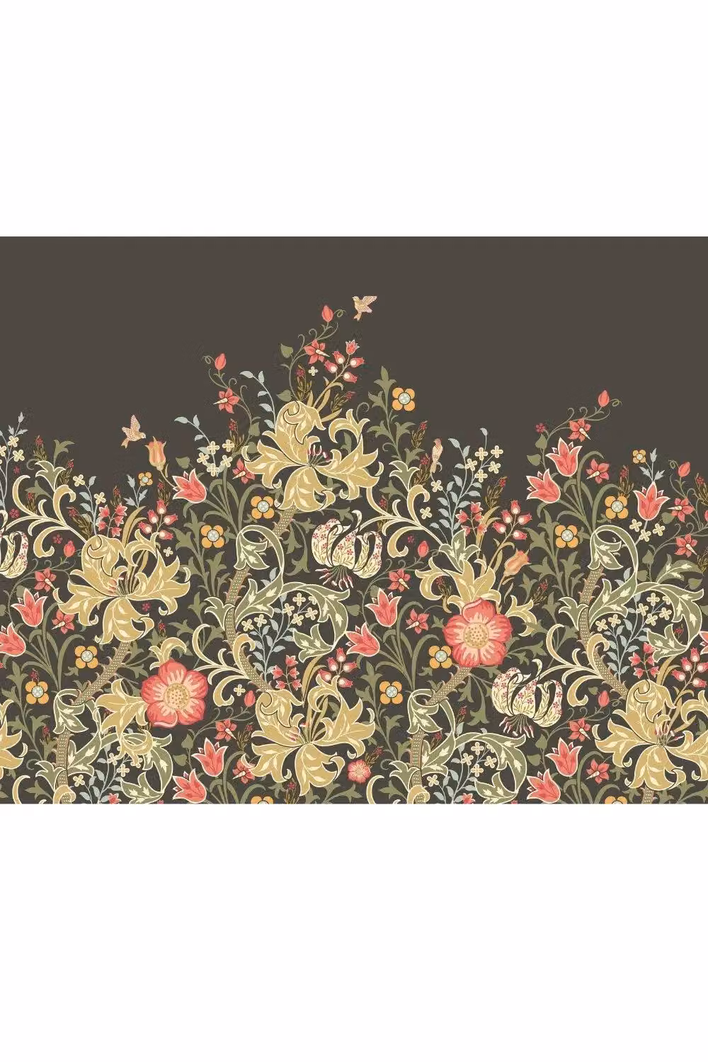 Origin Murals Trailing Lily Floral Wall Mural in Black and Multicolour, W: 300 cm, H: 240 cm – 2
