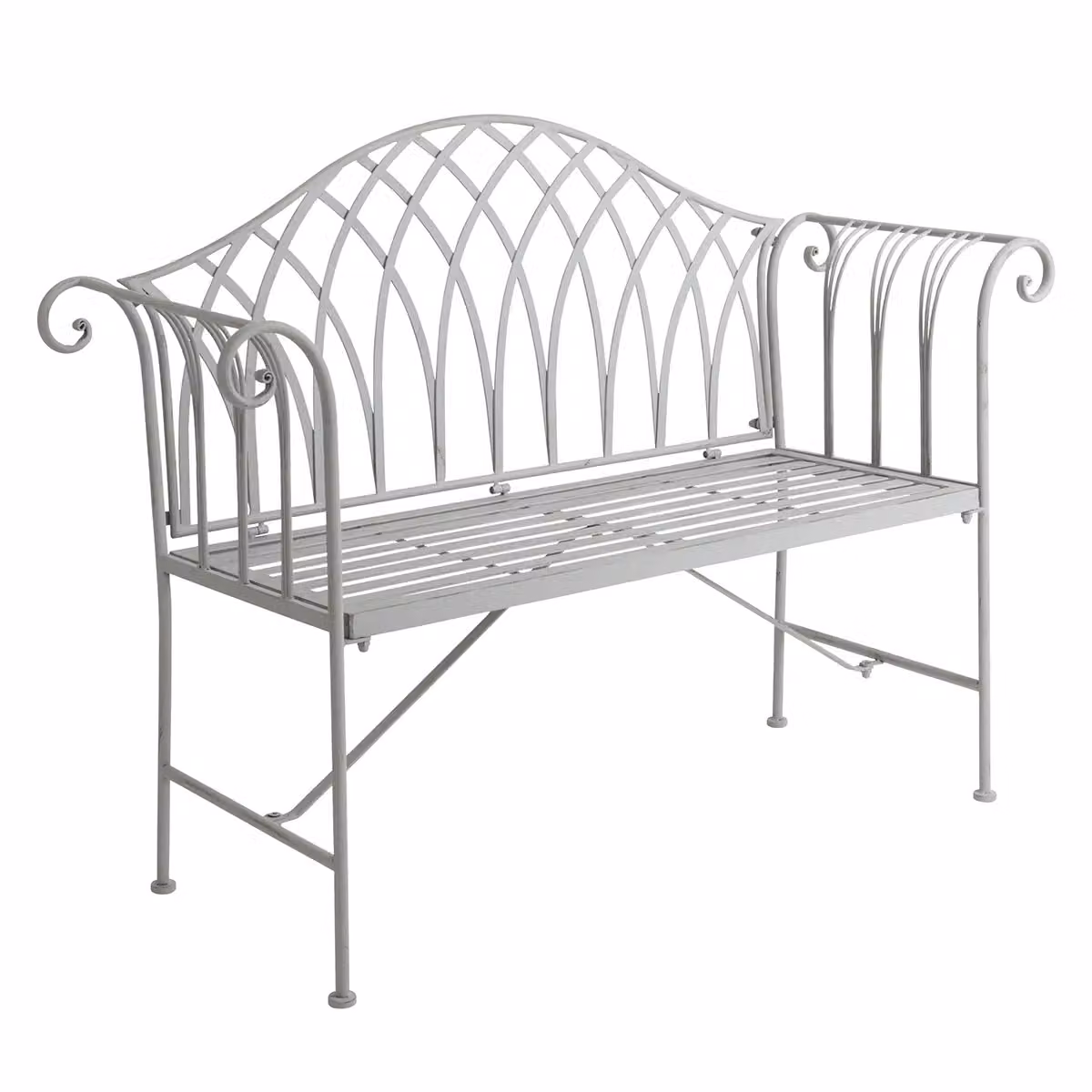 Charles Bentley Decorative Wrought Iron Outdoor Rustic Bench in Grey – 2