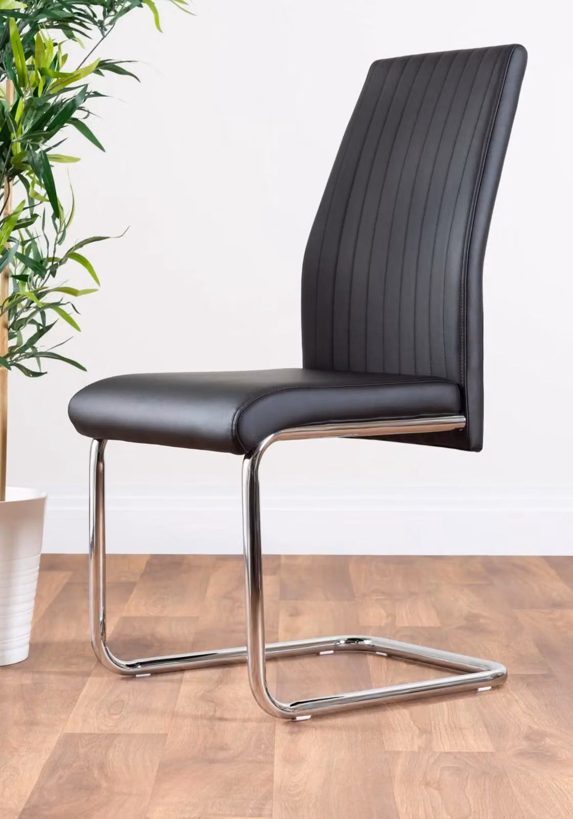 FurnitureboxUK Elina Round White Marble Effect Dining Table and 2 Lorenzo Black Faux Leather Chairs – 2