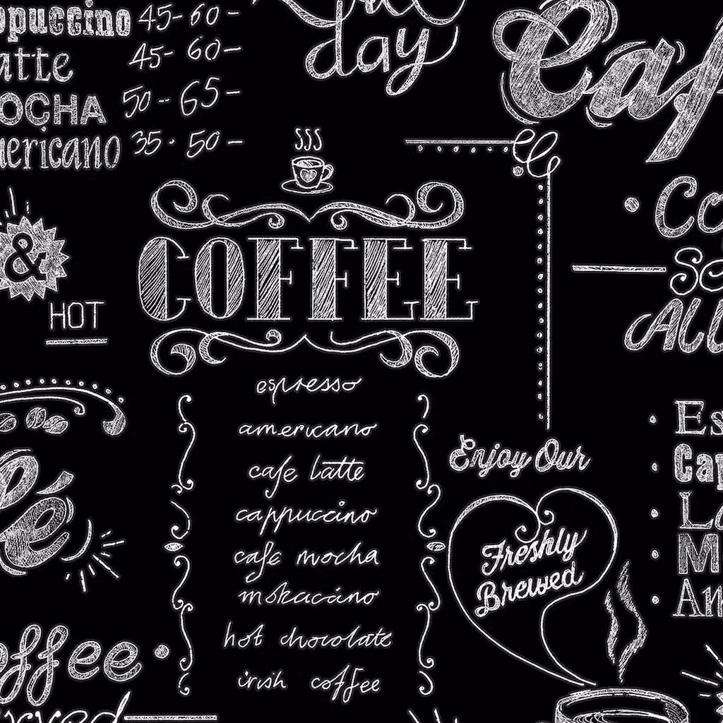 Superfresco Easy Black and White Coffee Shop Typography Wallpaper, W: 52 cm, L: 1000 cm – 2