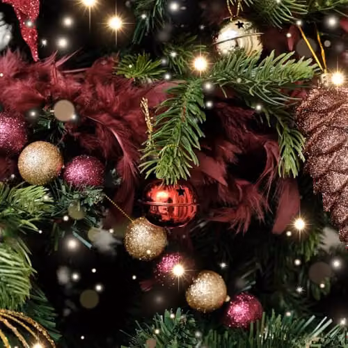 Melody Maison Dark Pink and Gold Glitter Bauble Ball Christmas Garland, 180cm – 2