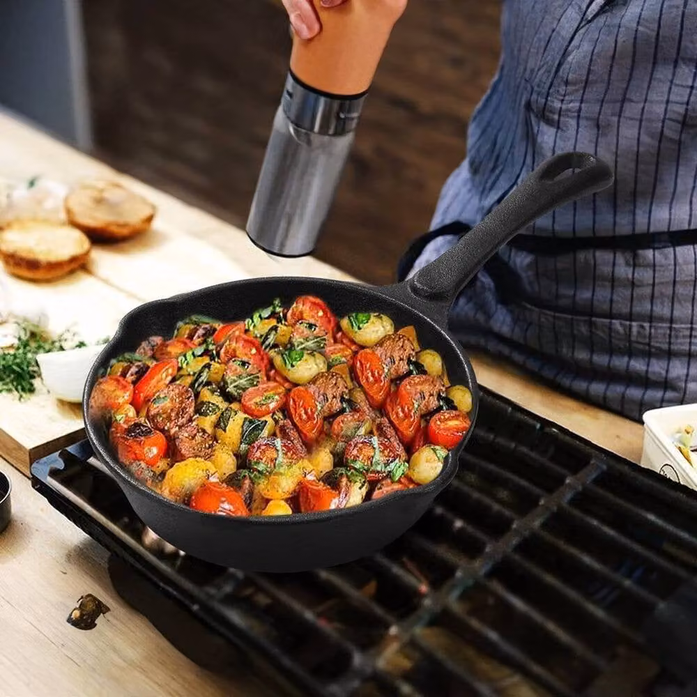 EONLION Black Enamelled Cast Iron Non Stick Griddle Frying Pan BBQ, W/D/H: 38 x 26 x 5 cm – 3