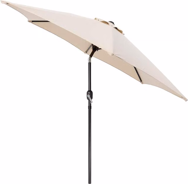 Harbour Housewares Tilting Garden Parasol in Beige with UPF 50+ Protection and Steel Frame, 2.7 m