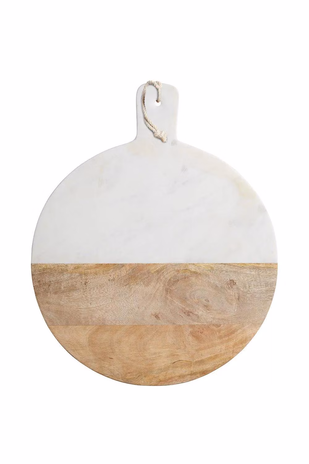 MasterClass Gourmet Round Wood and Marble Prep and Serve Paddle Board in White – 2