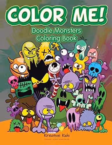 Kreative Kids Color Me Doodle Monsters Colouring Book, Multicolour Paperback