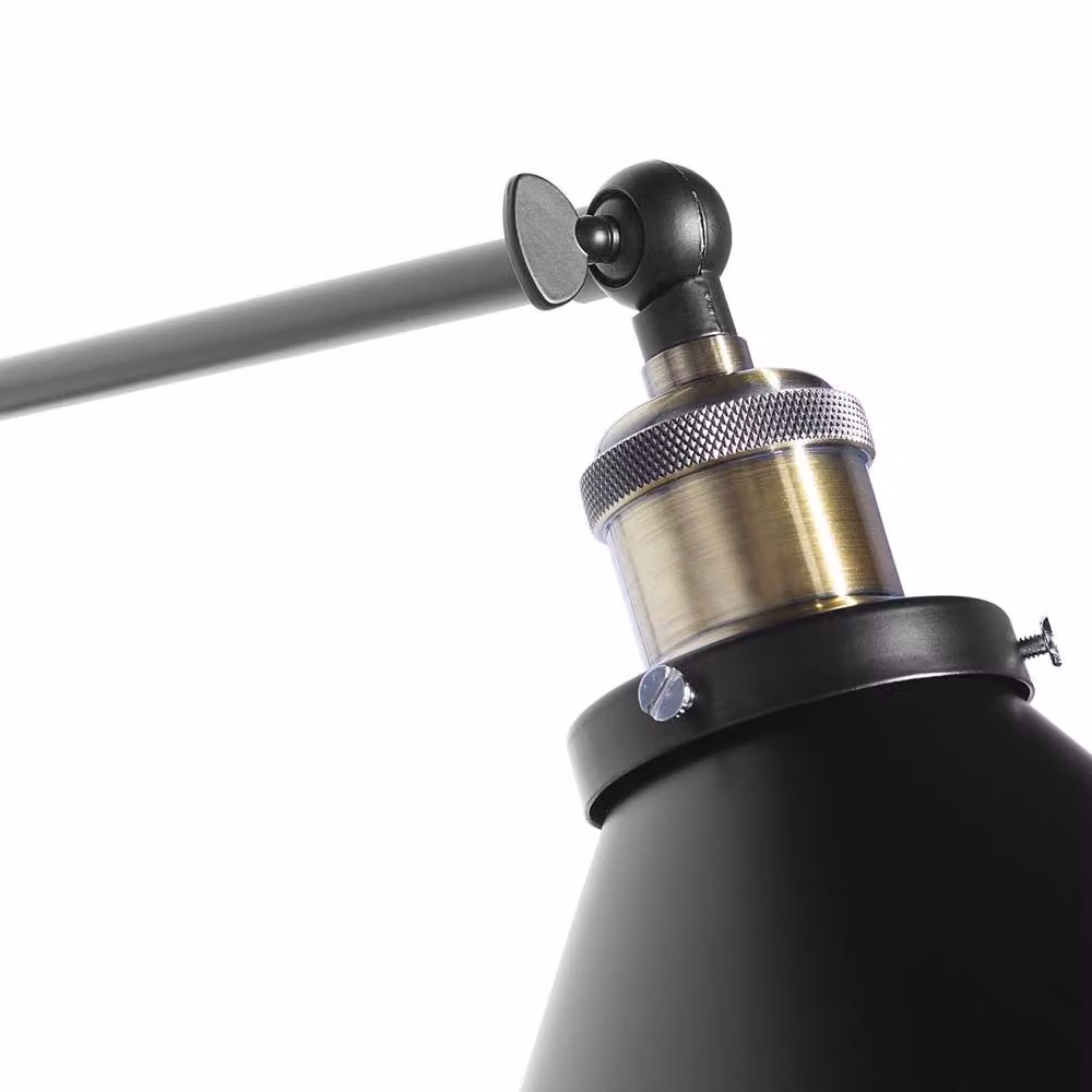 Wyld and Coco Set of 2 Black and Gold Metal Wall Lamps with Adjustable Arms – 4