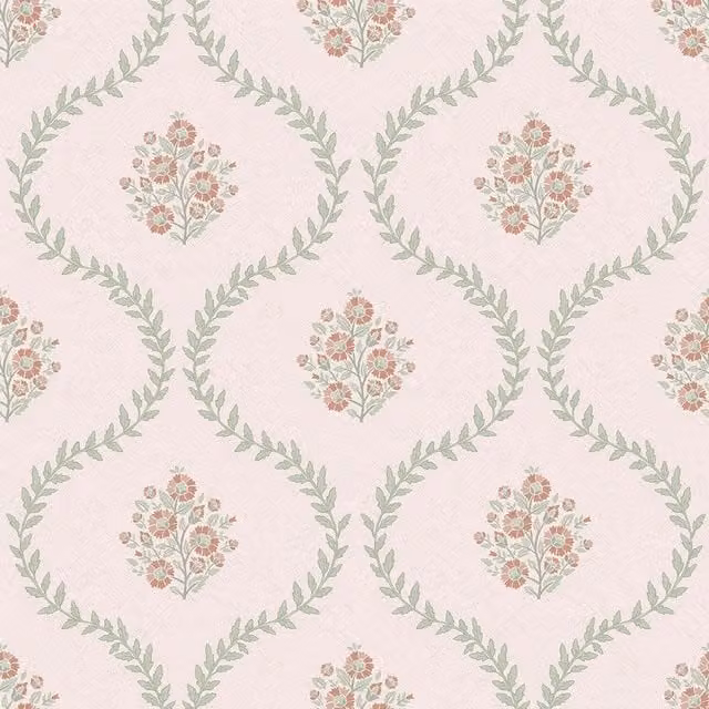 I Love Wallpaper Posy Trellis Botanical Wallpaper in Vintage Pink