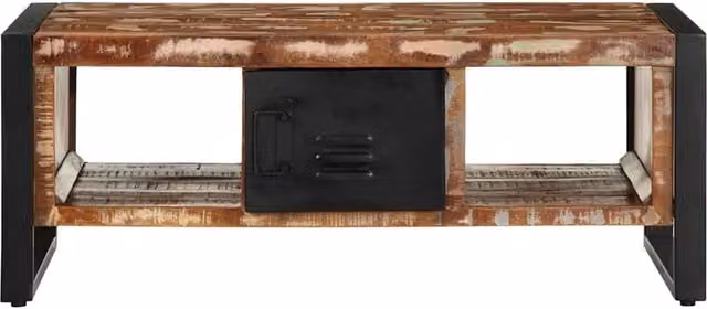 Berkfield Home Sturdy Multicolour Reclaimed Solid Wood Coffee Table W/D/H: 90 x 50 x 36 cm – 1