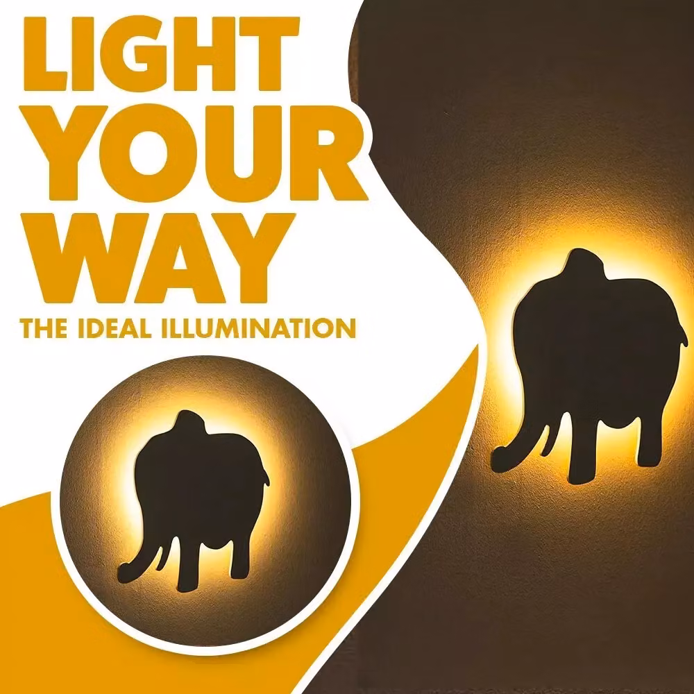 Marco Paul Elephant LED Wall Night Light in White and Wood for Childrens Nurseries – 4